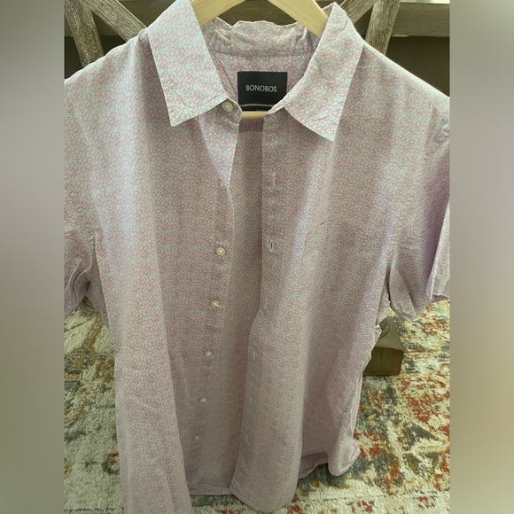 BONOBOS Slim Fit Short Sleeve Button-Up Shirt Size Large - Picture 3 of 3